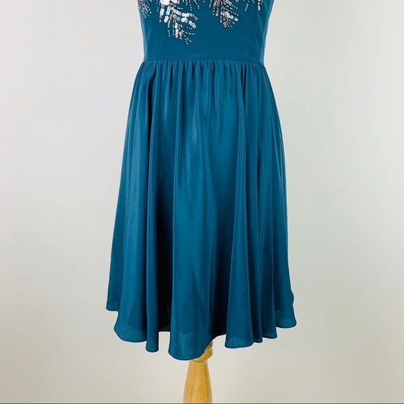 Rebecca Taylor Beaded Feather Silk Strapless Dress - Picture 5 of 8